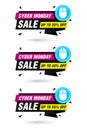 Cyber monday sale, black labels set. Sale 35%, 45%, 55% off discount Royalty Free Stock Photo