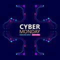 Cyber monday sale with circuit board background. Promotional online sale event. Royalty Free Stock Photo