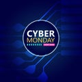 Cyber monday sale with circuit board background. Promotional online sale event. Royalty Free Stock Photo