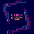 Cyber monday sale with circuit board background. Promotional online sale event. Royalty Free Stock Photo