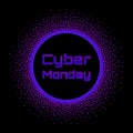 Cyber Monday Sale concept banner. Neon burst. Design template. Royalty Free Stock Photo