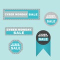 Cyber Monday sale design elements. Cyber Monday sale inscription labels, stickers. Vector illustration. Royalty Free Stock Photo