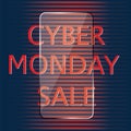 Cyber Monday sale glass icon isolated on a dark background vector