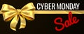 Cyber Monday Sale Gold Gift Bow Ribbon Design