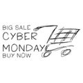 Cyber Monday Sale label, promotional banner. Royalty Free Stock Photo