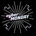 Cyber Monday Sale label. Template design web banner for cyber monday offer. Promotion design in glitch, retro style with