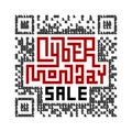 Cyber Monday Sale Lettering with QR-code consist of binary code