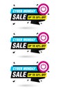 Cyber monday sale origami labels set. Sale 35%, 45%, 55% off discount Royalty Free Stock Photo