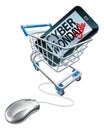 Cyber Monday Sale Phone Mouse Trolley Sign Royalty Free Stock Photo