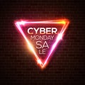 Cyber Monday Sale promo neon vector background.