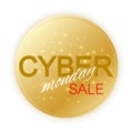 Cyber Monday Sale sign template. Promotional banner design. Golden label Cyber Monday. Royalty Free Stock Photo