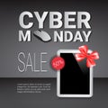 Cyber Monday Sale Template Banner Discounts On Modern Digital Tablets Poster Design Royalty Free Stock Photo
