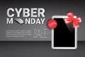 Cyber Monday Sale Template Banner Discounts On Modern Digital Tablets Poster Design Royalty Free Stock Photo