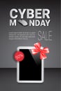 Cyber Monday Sale Template Banner Discounts On Modern Digital Tablets Poster Design Royalty Free Stock Photo