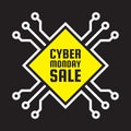 Cyber monday sale - vector concept illustration. Abstract computer chip sign. Discount offer creative layout. Graphic design. Royalty Free Stock Photo