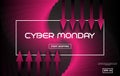 Cyber Monday Sale vector techno style. Black and red abstract background with red arrows. Vector Royalty Free Stock Photo