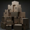 Stack of Cardboard Moving Boxes for Storage, Relocation, and Logistics, cyber monday, cyber monday shoping, black friday Royalty Free Stock Photo