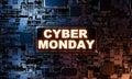 CYBER MONDAY sign on a futuristic motherboard