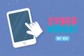 Cyber monday, smartphone click buy now button Royalty Free Stock Photo