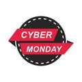 Cyber monday, sticker text ribbon promotion template