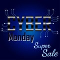 Cyber monday super sale poster. Clearance mega discount flyer template. Big special offer season Royalty Free Stock Photo