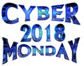 Cyber Monday 2018 text on white background Royalty Free Stock Photo