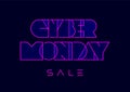 Cyber Monday typography in retro futurism style on dark blue background. Vector template for banners and sale offers