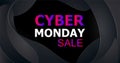 Cyber Monday Vector banner in trendy abstract fluid neon gradients organic liquid shapes, sales rebates of cyber Monday