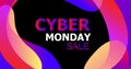 Cyber Monday Vector banner in trendy abstract fluid neon gradients organic liquid shapes, sales rebates of cyber Monday