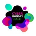 Cyber Monday Vector banner in trendy abstract fluid neon gradients organic liquid shapes, sales rebates of cyber Monday