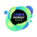 Cyber Monday Vector banner in trendy abstract fluid neon gradients organic liquid shapes, sales rebates of cyber Monday