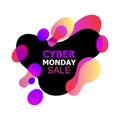 Cyber Monday Vector banner in trendy abstract fluid neon gradients organic liquid shapes, sales rebates of cyber Monday