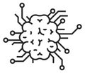 Cyber neurology icon. Neural network linear symbol