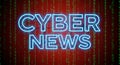Cyber News Neon Sign with Binary Code Background Royalty Free Stock Photo