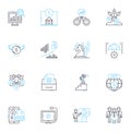 Cyber outreach linear icons set. Digital, Remote, Online, Virtual, Outreach, Netizen, Internet line vector and concept