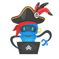 Cyber pirate robot hacking someone Royalty Free Stock Photo