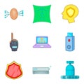 Cyber policy icons set, cartoon style Royalty Free Stock Photo