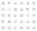 Cyber populace line icons collection. Digital, Netizens, Cybersecurity, Hackers, Online, Virtual, Connectivity vector