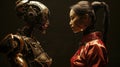 A Cyber Robot Woman Martial Arts Instructor Versus A Human Woman Martial Arts Instructor