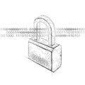Cyber safety padlock on data mass. Internet security lock information privacy low poly polygonal future innovation Royalty Free Stock Photo