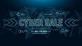 Cyber sale banner. Futuristic banner background with polygons connection structure and world map in pixels.