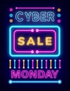 Cyber Sale on Monday, Neon Board with Promotion