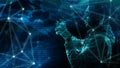 Cyber secure algorithm word, abstract machine learning creative, chaos abstraction, creative geometrical modern Royalty Free Stock Photo