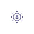 Cyber secure data network line icon. Web protection key system