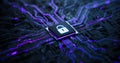 Cyber Security AI Chip With Digital Lock On Circuit Board Royalty Free Stock Photo