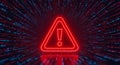 Cyber Security Alert: Red Warning Sign in Digital Data Stream Royalty Free Stock Photo