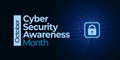 Cyber Security Awareness Month (NCSAM). Observed in october. Vector banner