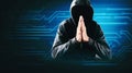 Cyber security, computer hacker with hoodie Royalty Free Stock Photo
