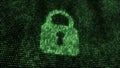 Cyber security concept. Abstract digital background. Binary code. Green color. 3D rendering Royalty Free Stock Photo