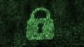 Cyber security concept. Abstract digital background. Binary code. Green color. 3D rendering Royalty Free Stock Photo